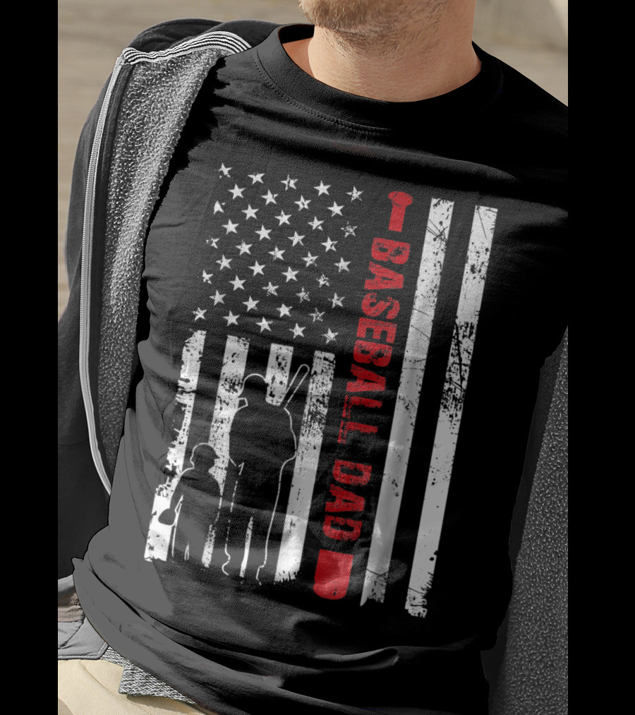 American Flag Baseball Dad Father's Day USA Sports T-Shirt