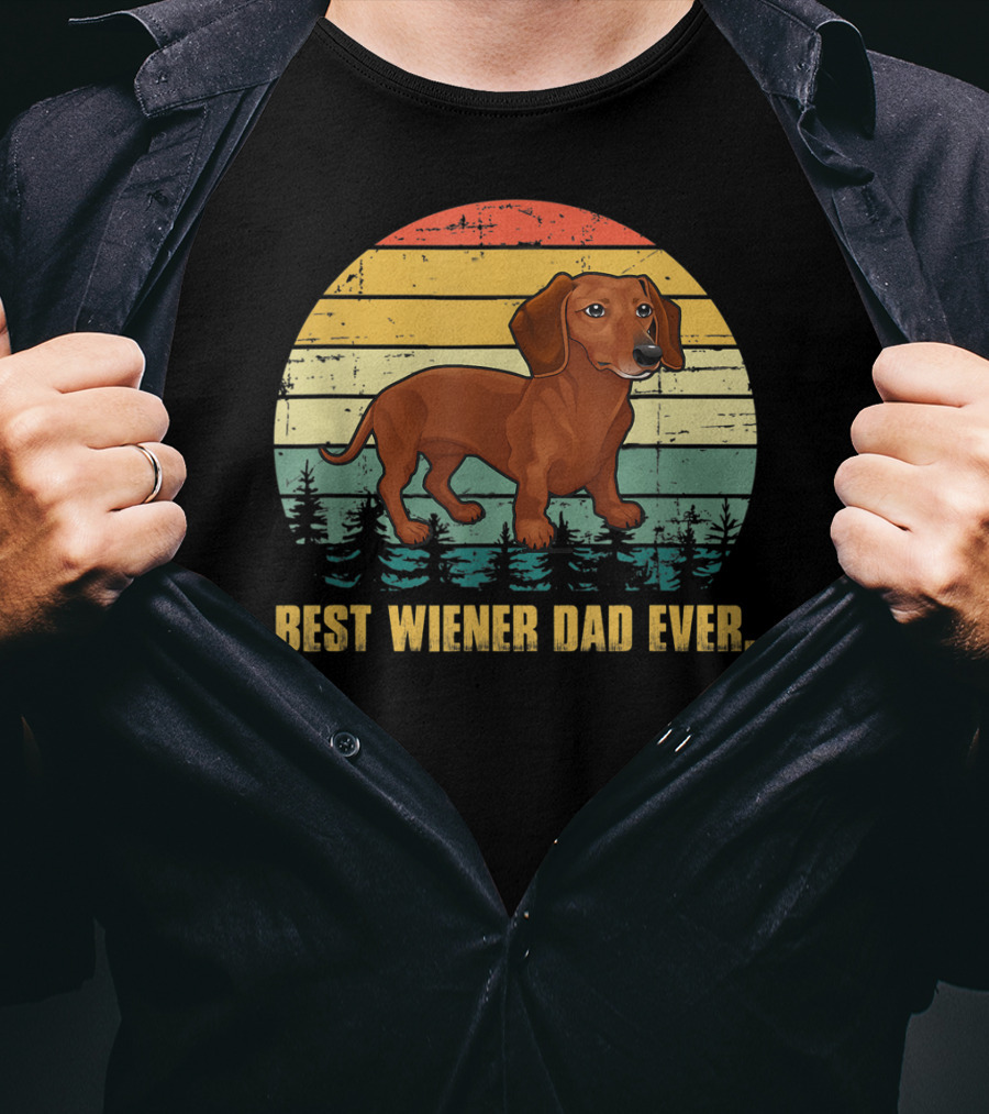 Best Wiener Dad Ever Mens Vintage Dachshund T-Shirt