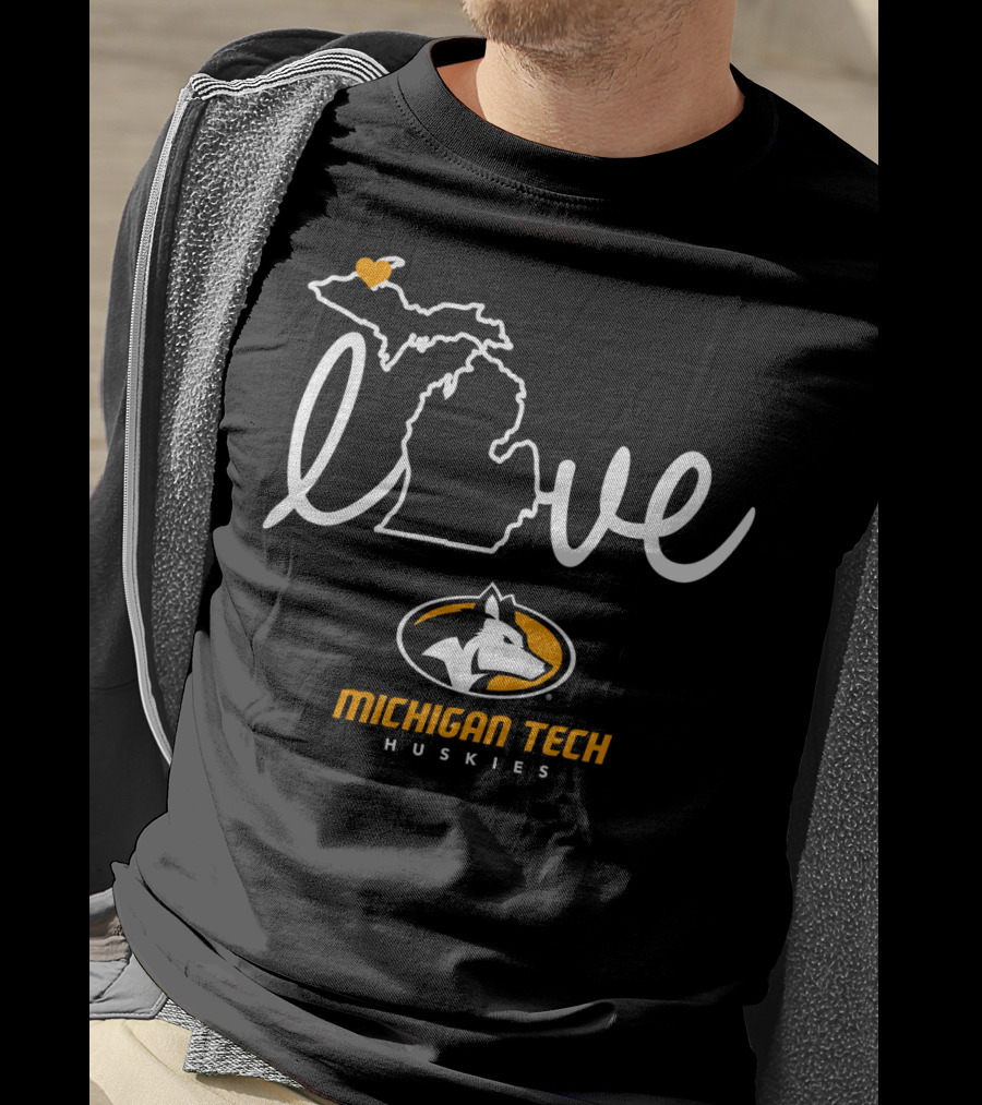 Love Michigan Tech Huskies State Map Iconic T-Shirt