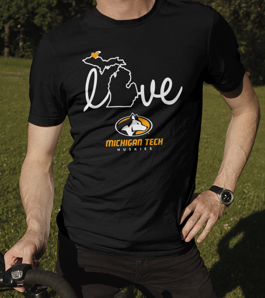Love Michigan Tech Huskies State Map Iconic T-Shirt