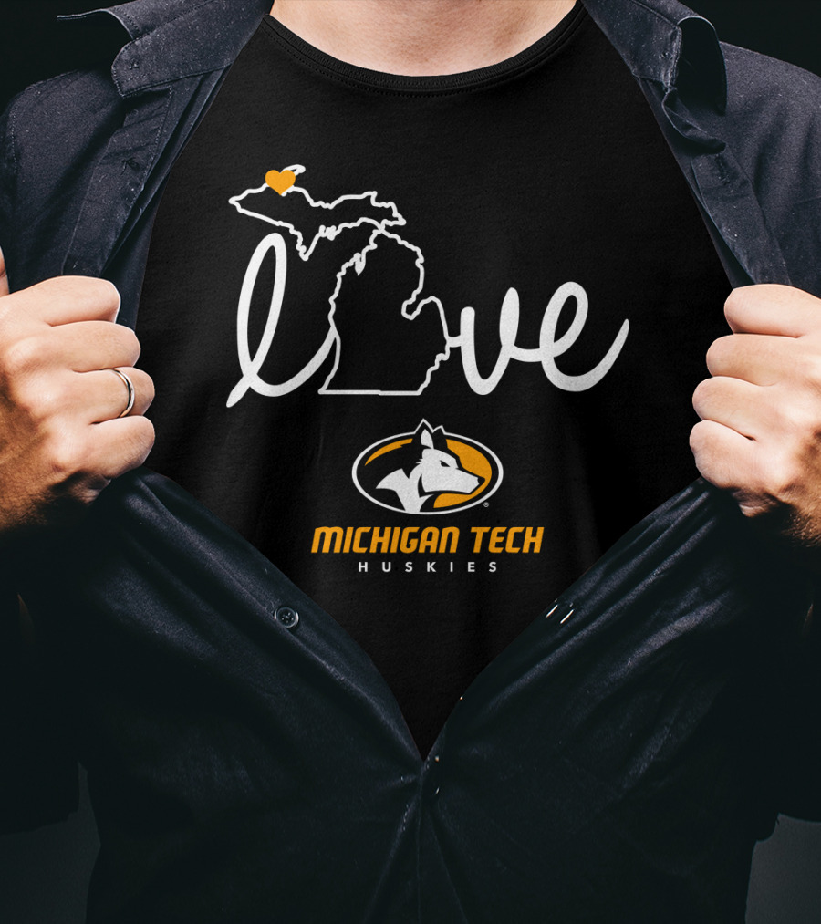 Love Michigan Tech Huskies State Map Iconic T-Shirt
