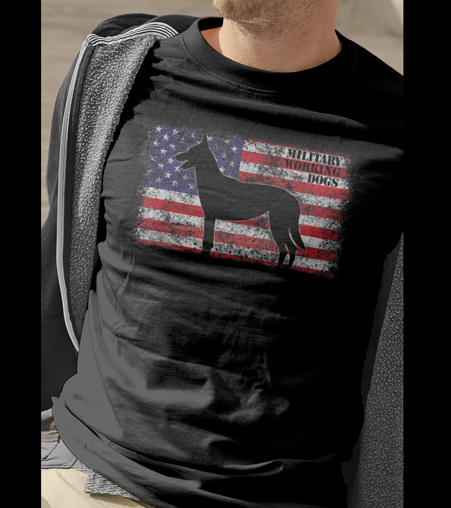 Military Working Dogs American Flag K9 Handler T-Shirt