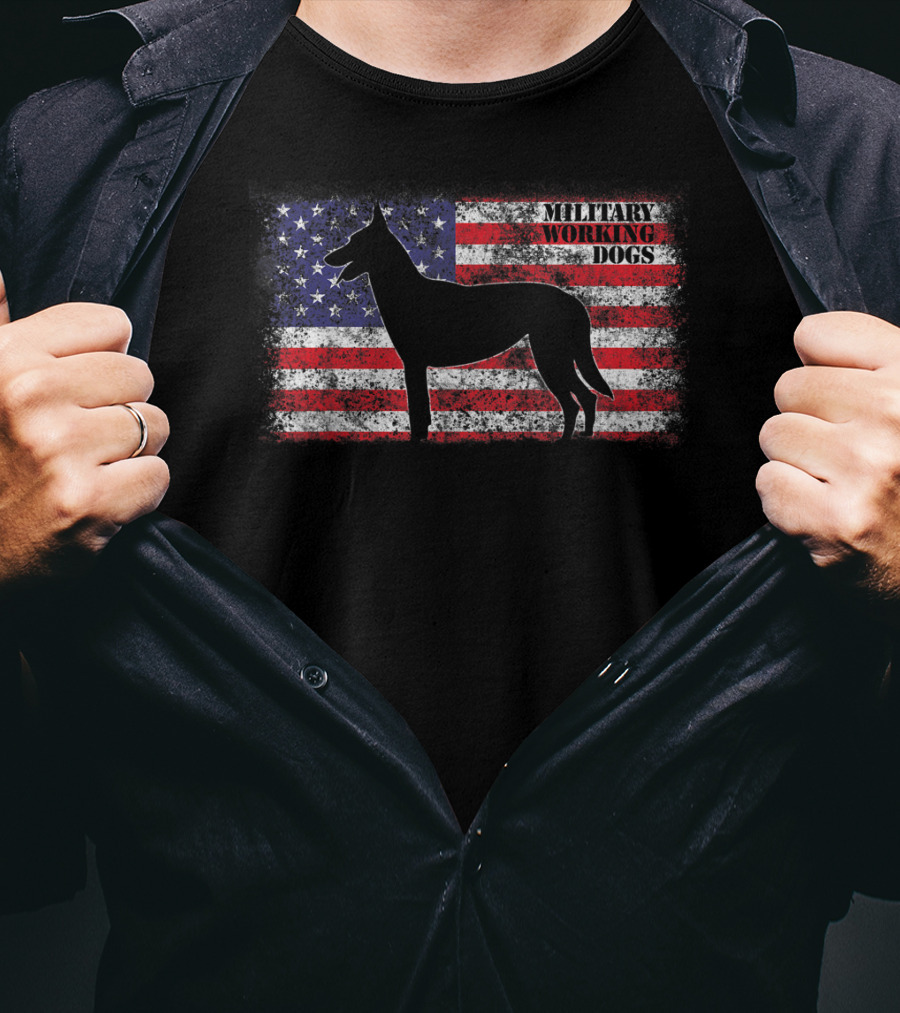 Military Working Dogs American Flag K9 Handler T-Shirt