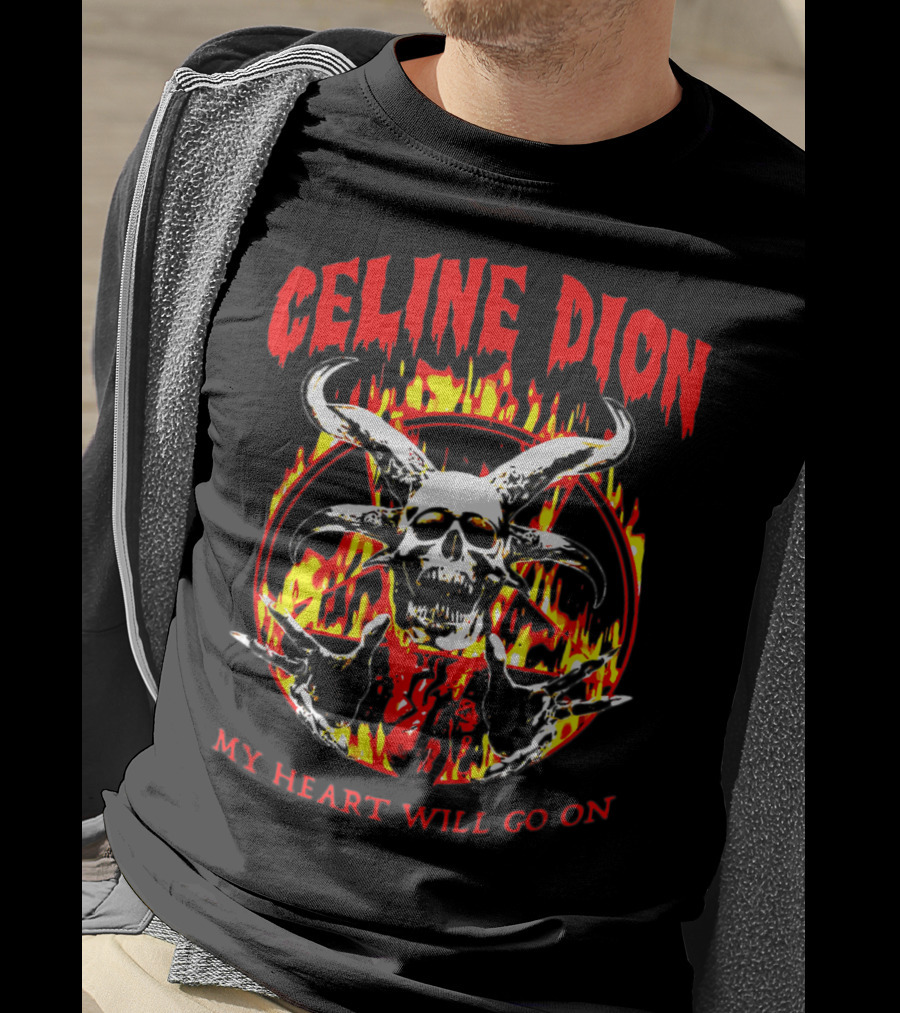 Celine Dion My Heart Will Go On Skull Fire T-Shirt