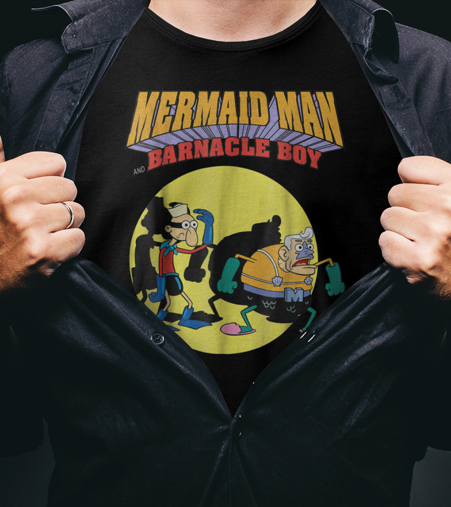 Mermaid Man And Barnacle Boy Nickelodeon Spongebob SquarePants Vintage Comic T-Shirt
