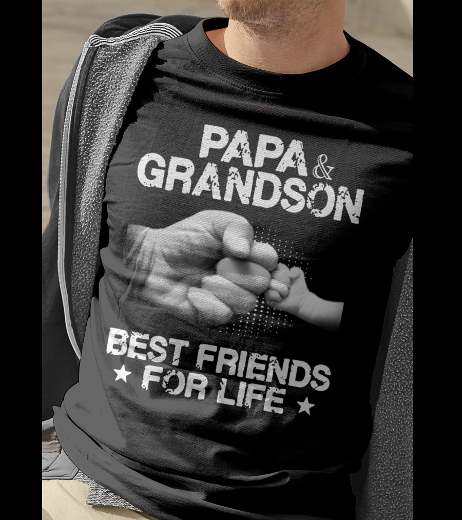 Papa And Grandson Best Friends For Life Fist Bump Connection T-Shirt