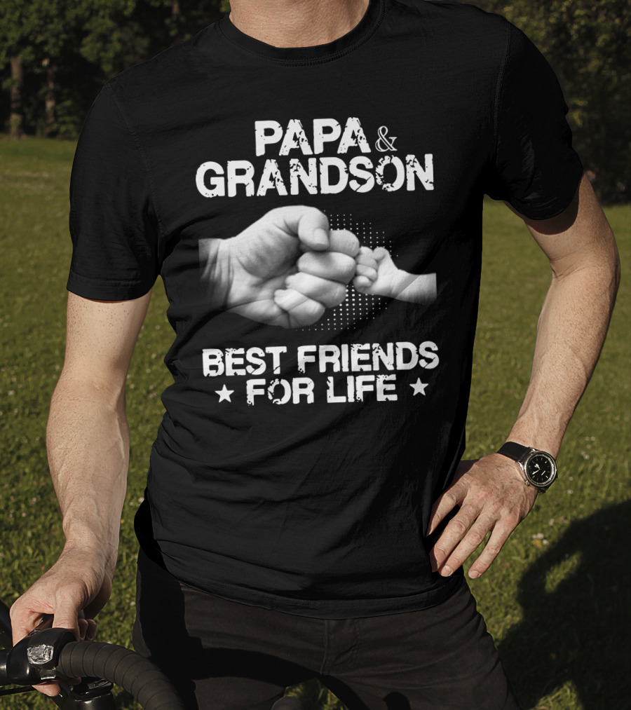 Papa And Grandson Best Friends For Life Fist Bump Connection T-Shirt