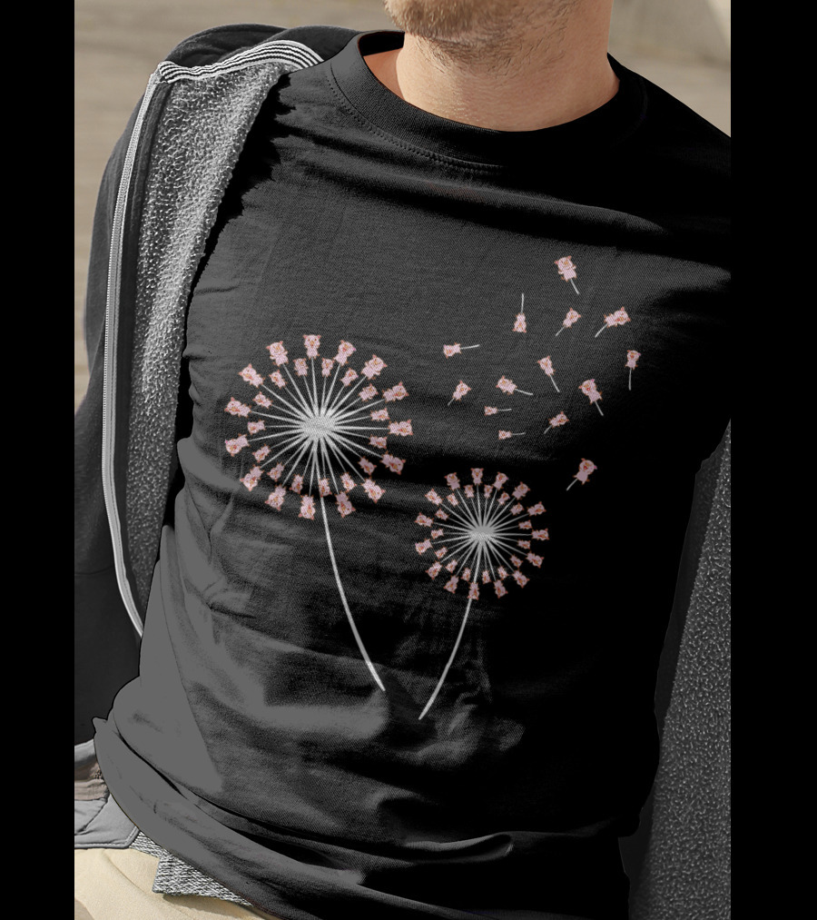 Pig Dandelion Blossoms Transforming With Whimsical Breeze T-Shirt