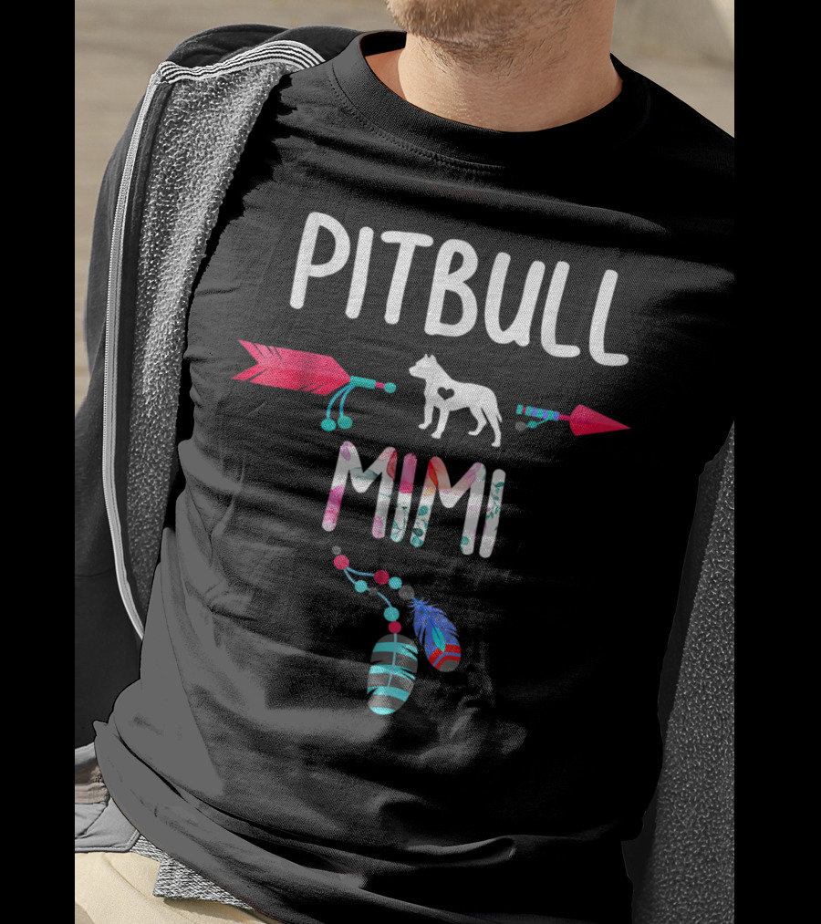 Pitbull Mimi Feathers Arrows T-Shirt