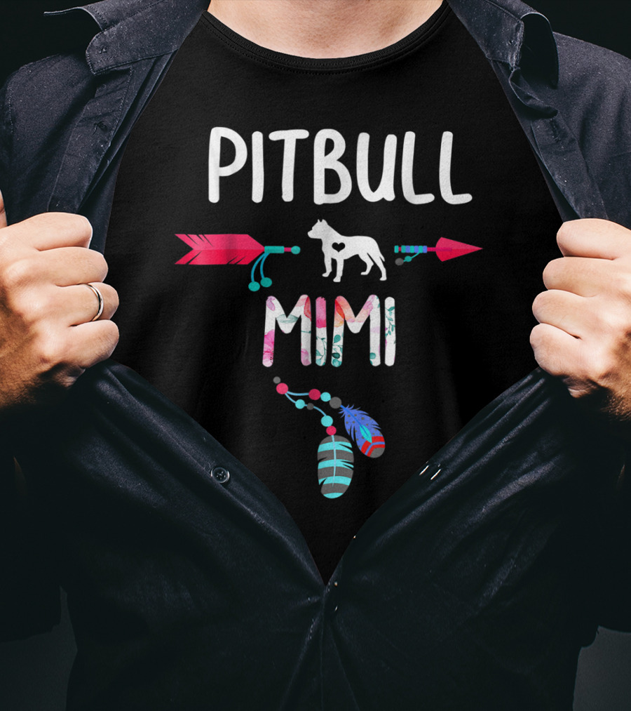 Pitbull Mimi Feathers Arrows T-Shirt
