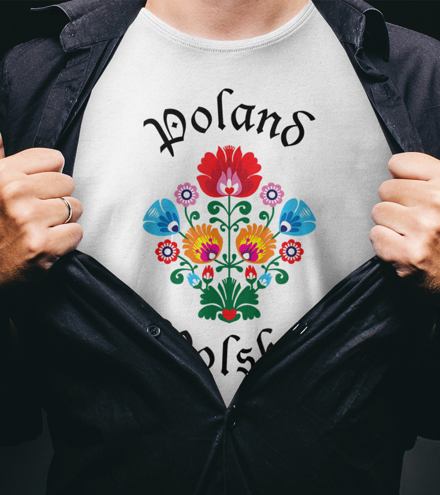 POLAND Folk Flowers WYCINANKI Polska Polish Fest Floral T-Shirt