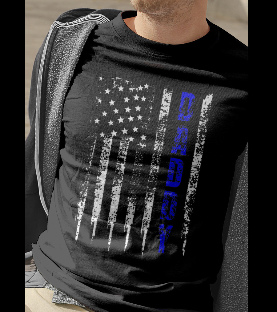 Police Daddy Blue Line USA Flag T-Shirt