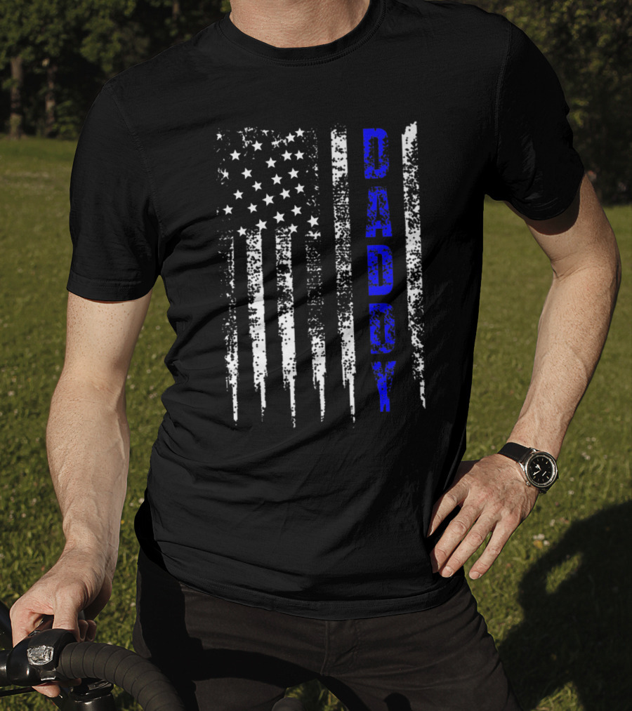 Police Daddy Blue Line USA Flag T-Shirt