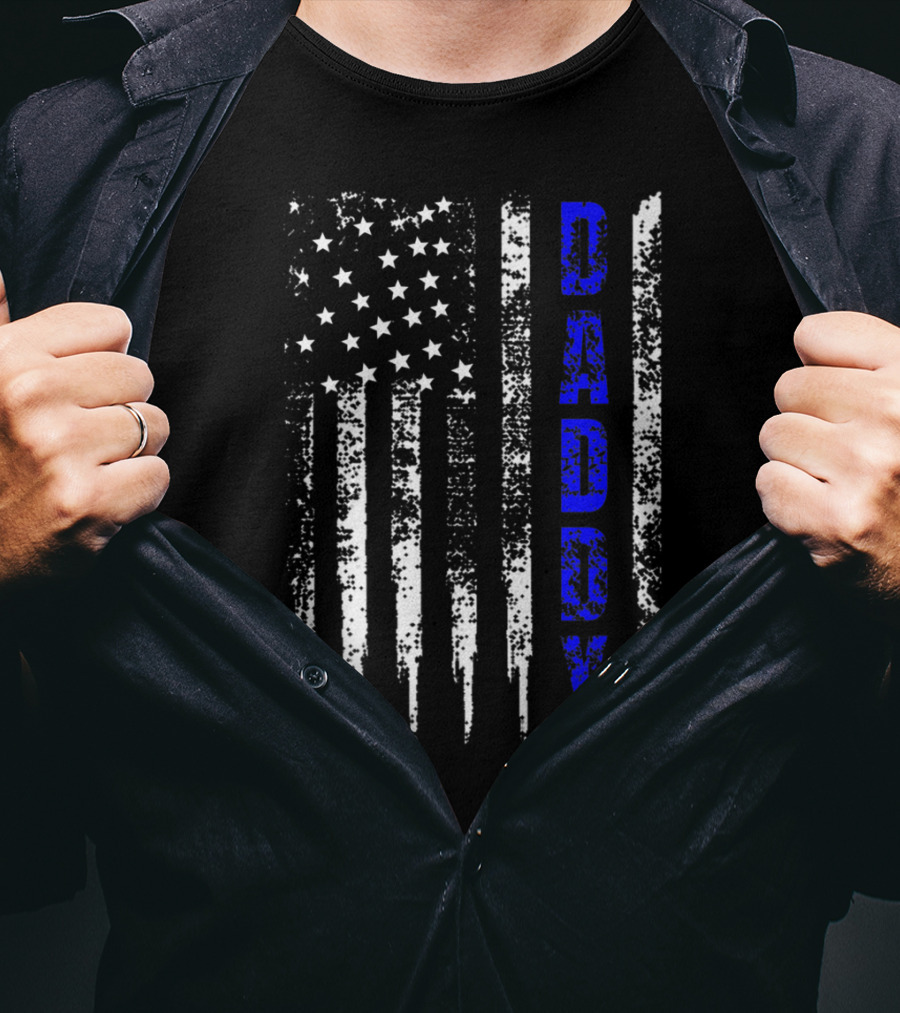 Police Daddy Blue Line USA Flag T-Shirt