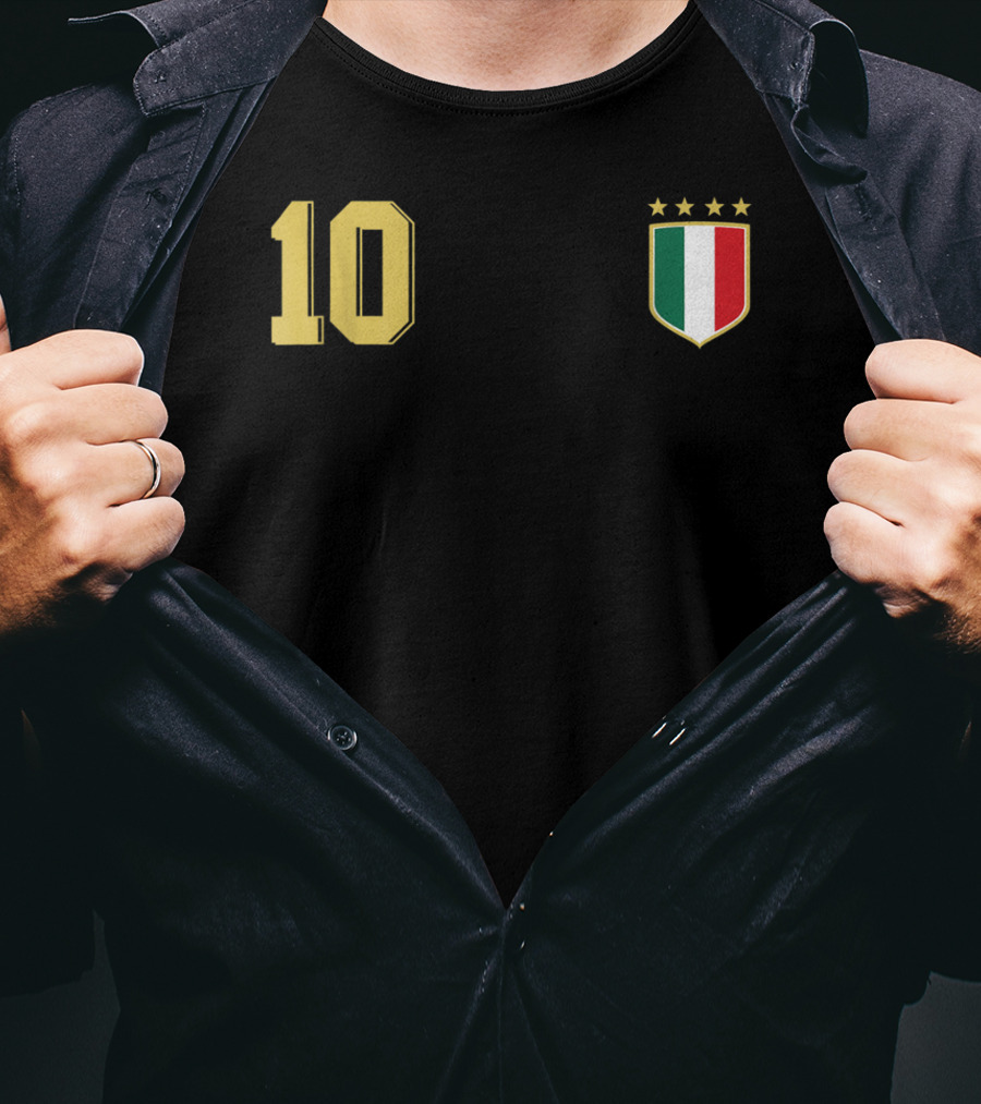 Italia Retro Soccer Jersey Italy Football 10 Crest Stars T-Shirt