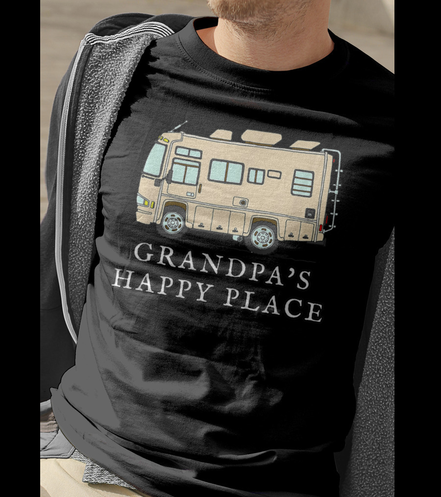 RV Grandpa's Happy Place Motorhome Adventure T-Shirt