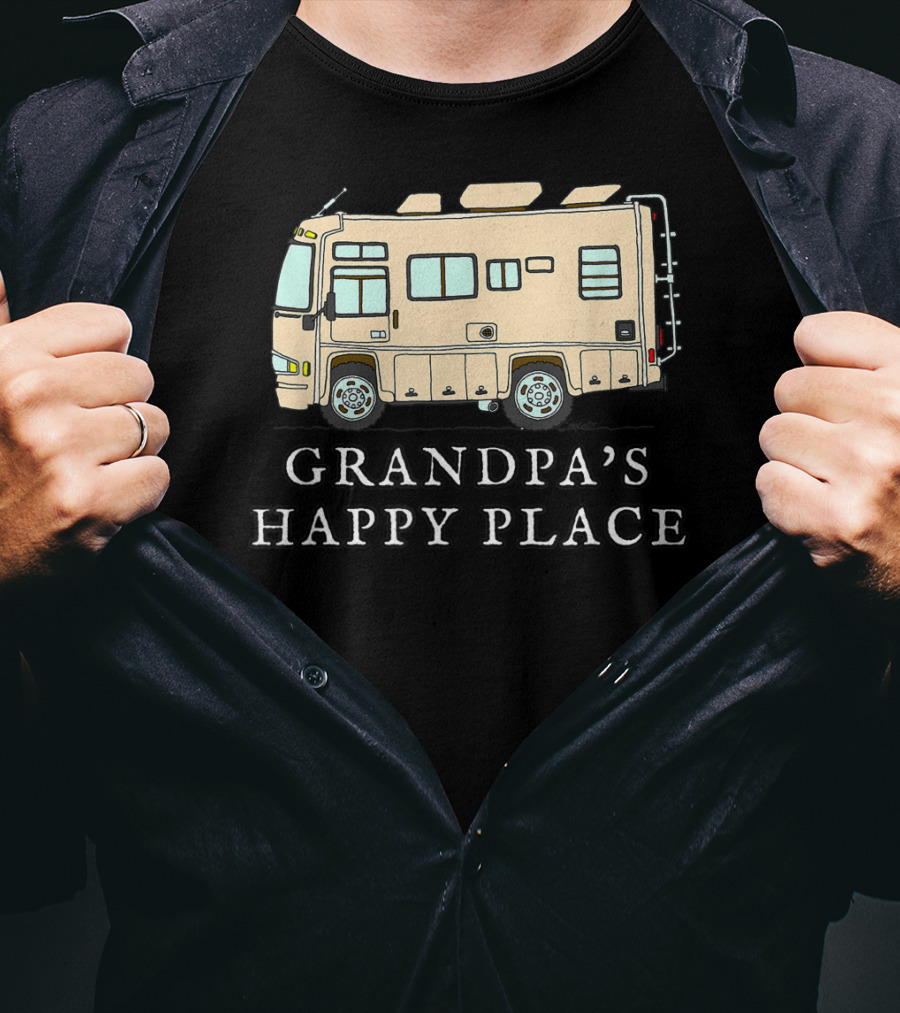 RV Grandpa's Happy Place Motorhome Adventure T-Shirt