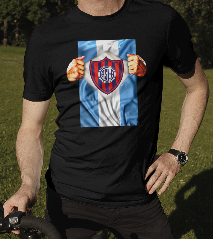 San Lorenzo Heartbeat ASL De Football Soccer Fans Logo Emblem T-Shirt