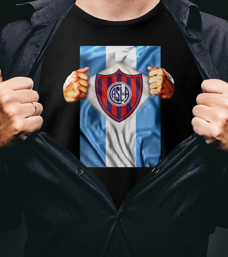 San Lorenzo Heartbeat ASL De Football Soccer Fans Logo Emblem T-Shirt