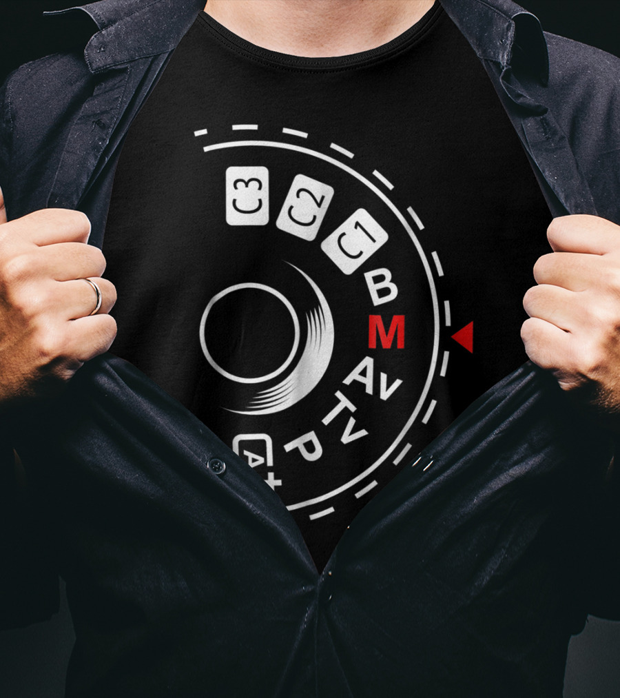 Photography Mode Dial B A M Av Tv P Iconography For Manual Shoot Enthusiasts T-Shirt