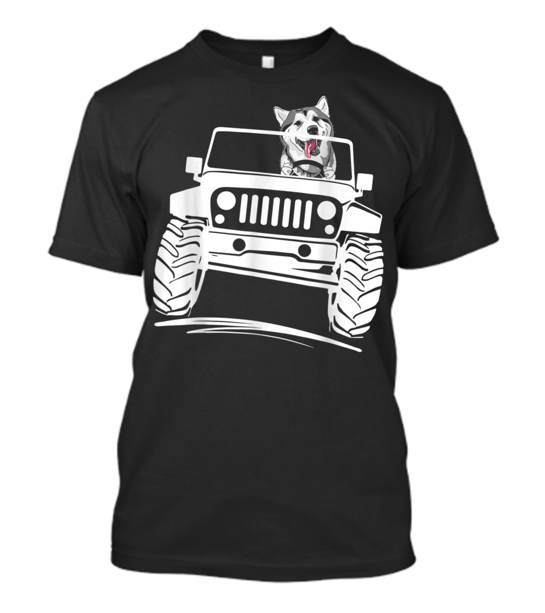 Siberian Husky Off-Road Adventure Jeep Enthusiasts T-Shirt