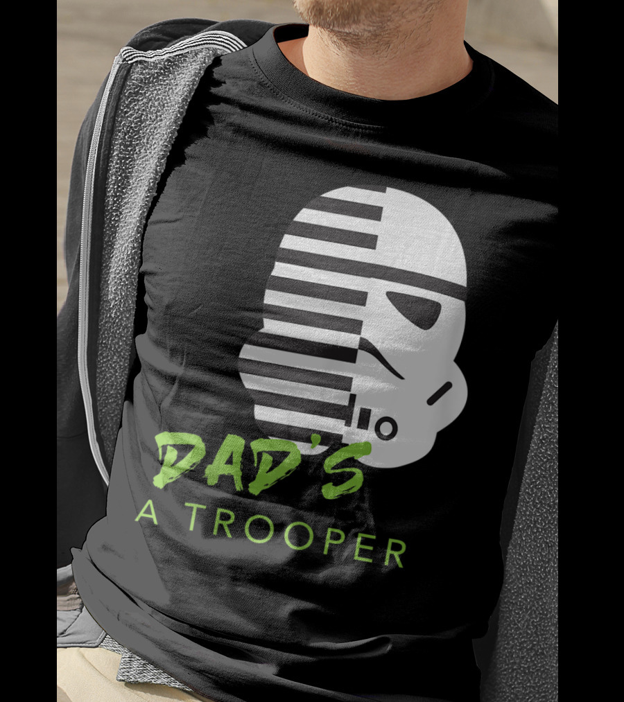 Star Wars Stormtrooper Dad's A Trooper Black And White Helmet T-Shirt