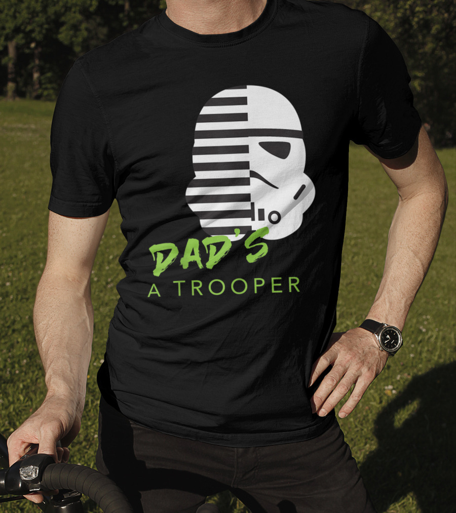 Star Wars Stormtrooper Dad's A Trooper Black And White Helmet T-Shirt