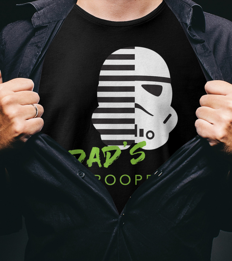 Star Wars Stormtrooper Dad's A Trooper Black And White Helmet T-Shirt