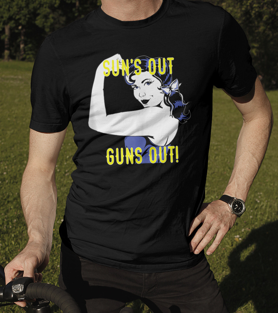 Sun's Out Guns Out Iconic Rosie The Riveter Motif T-Shirt