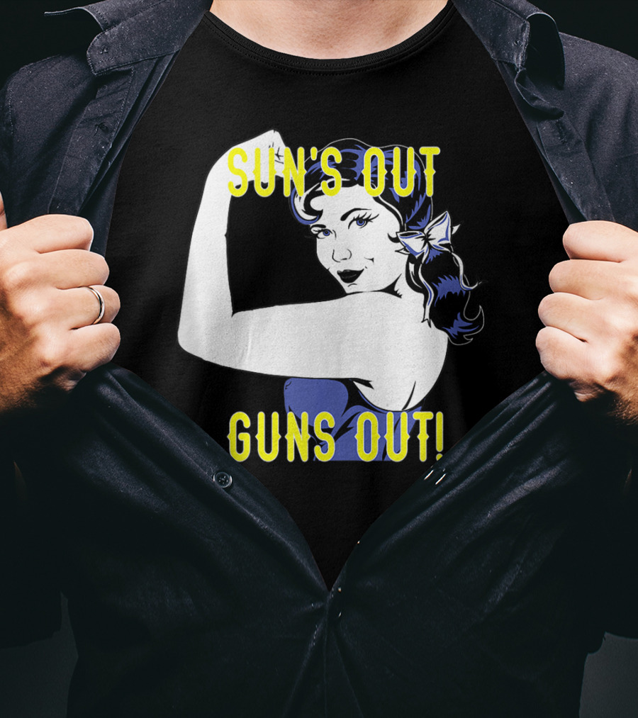 Sun's Out Guns Out Iconic Rosie The Riveter Motif T-Shirt