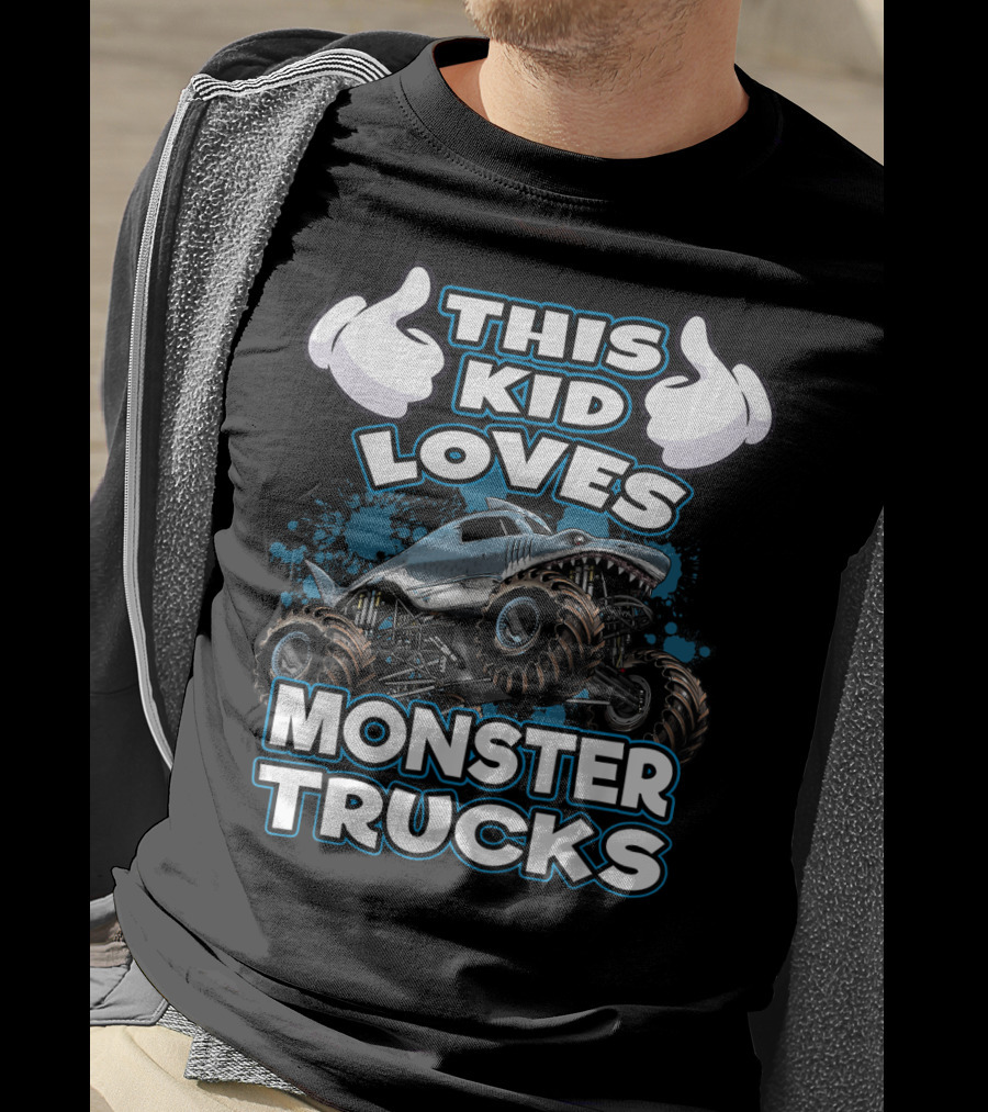 This Kid Loves Monster Trucks And Shark-Themed Off-Road Vehicles T-Shirt