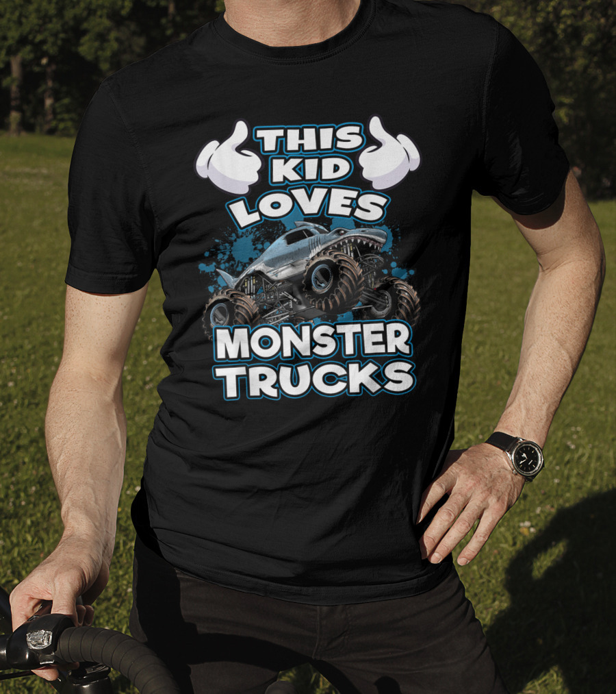This Kid Loves Monster Trucks And Shark-Themed Off-Road Vehicles T-Shirt