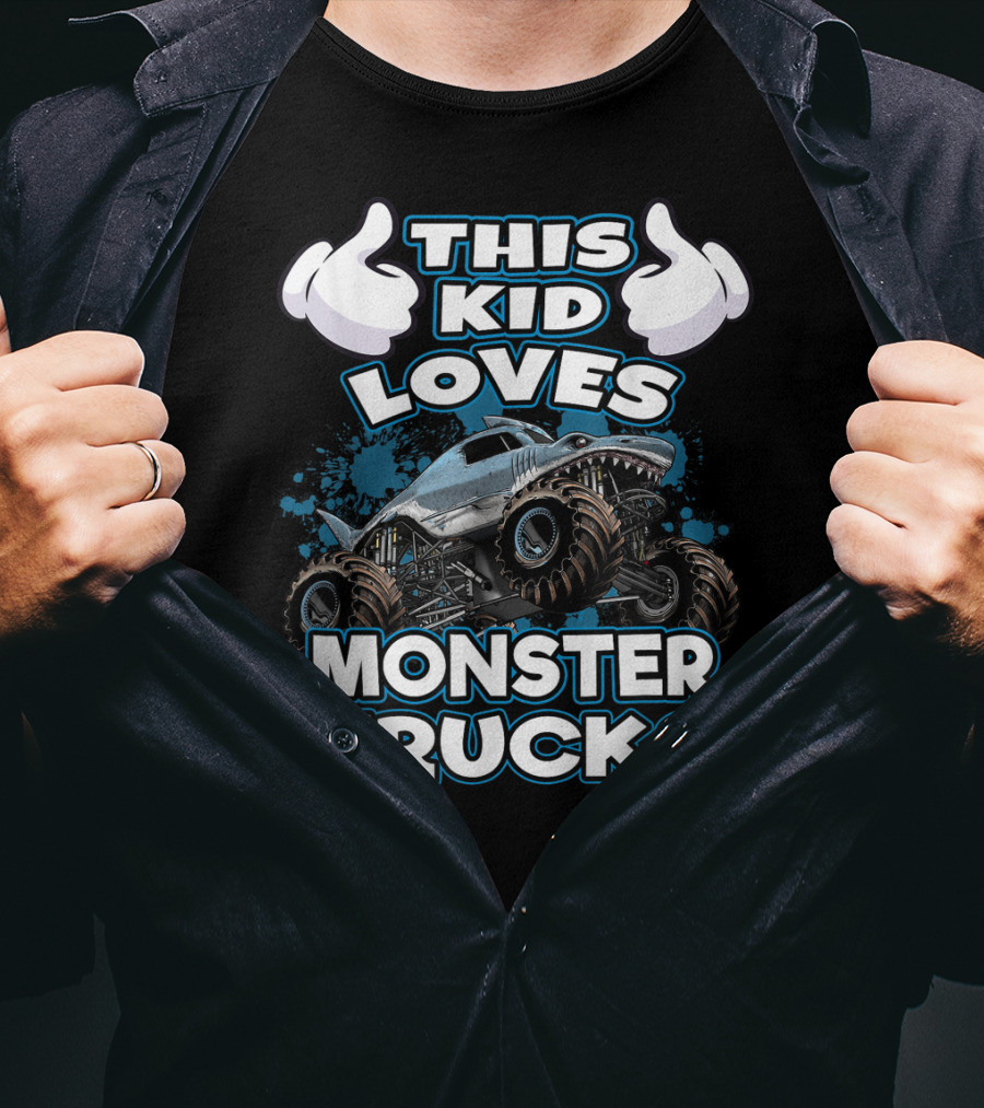 This Kid Loves Monster Trucks And Shark-Themed Off-Road Vehicles T-Shirt