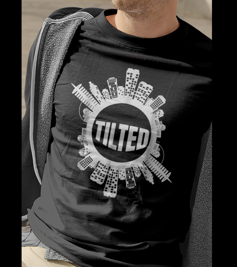 Tilted For Gamers And Gamer Girls City Skyline T-Shirt