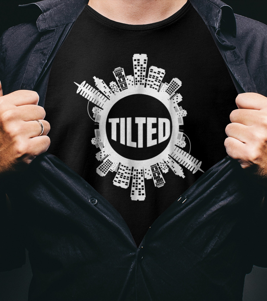 Tilted For Gamers And Gamer Girls City Skyline T-Shirt