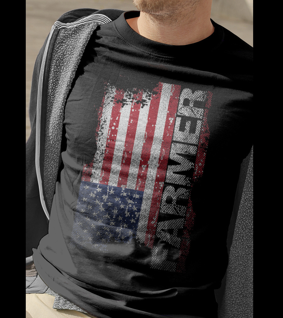 USA Flag Farmer American Farmers T-Shirt