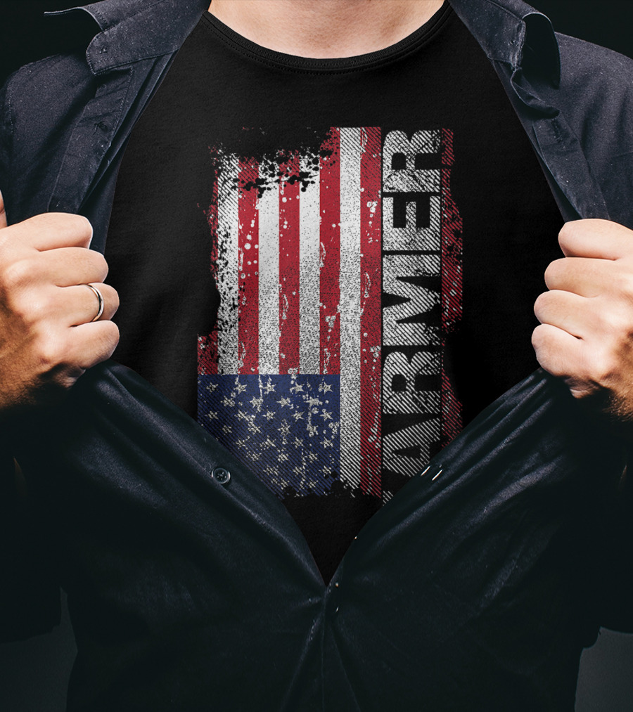 USA Flag Farmer American Farmers T-Shirt