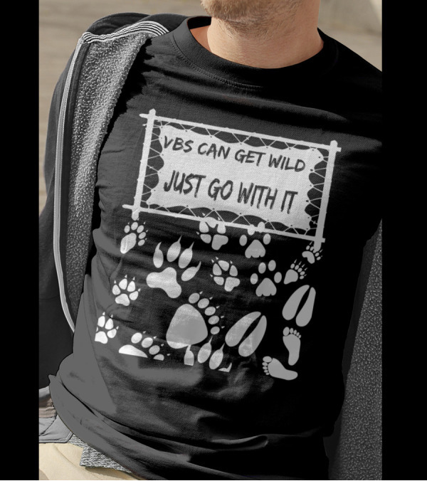 VBS Can Get Wild Just Go With It Animal Footprints Fence T-Shirt