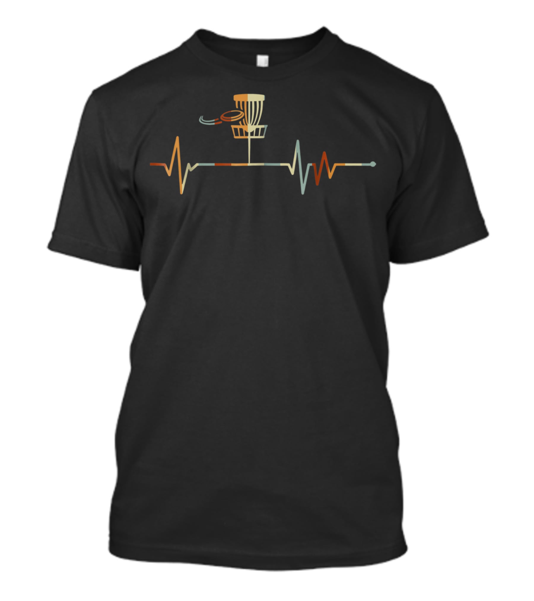 Heartbeat Vintage Disk Golf Funny Design With Basket And Disc T-Shirt