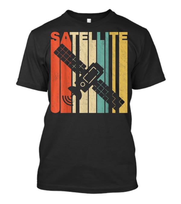 Vintage Satellite Retro Stripes Spacecraft T-Shirt