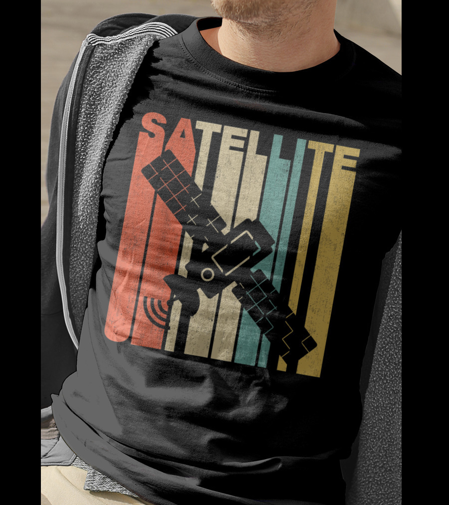 Vintage Satellite Retro Stripes Spacecraft T-Shirt