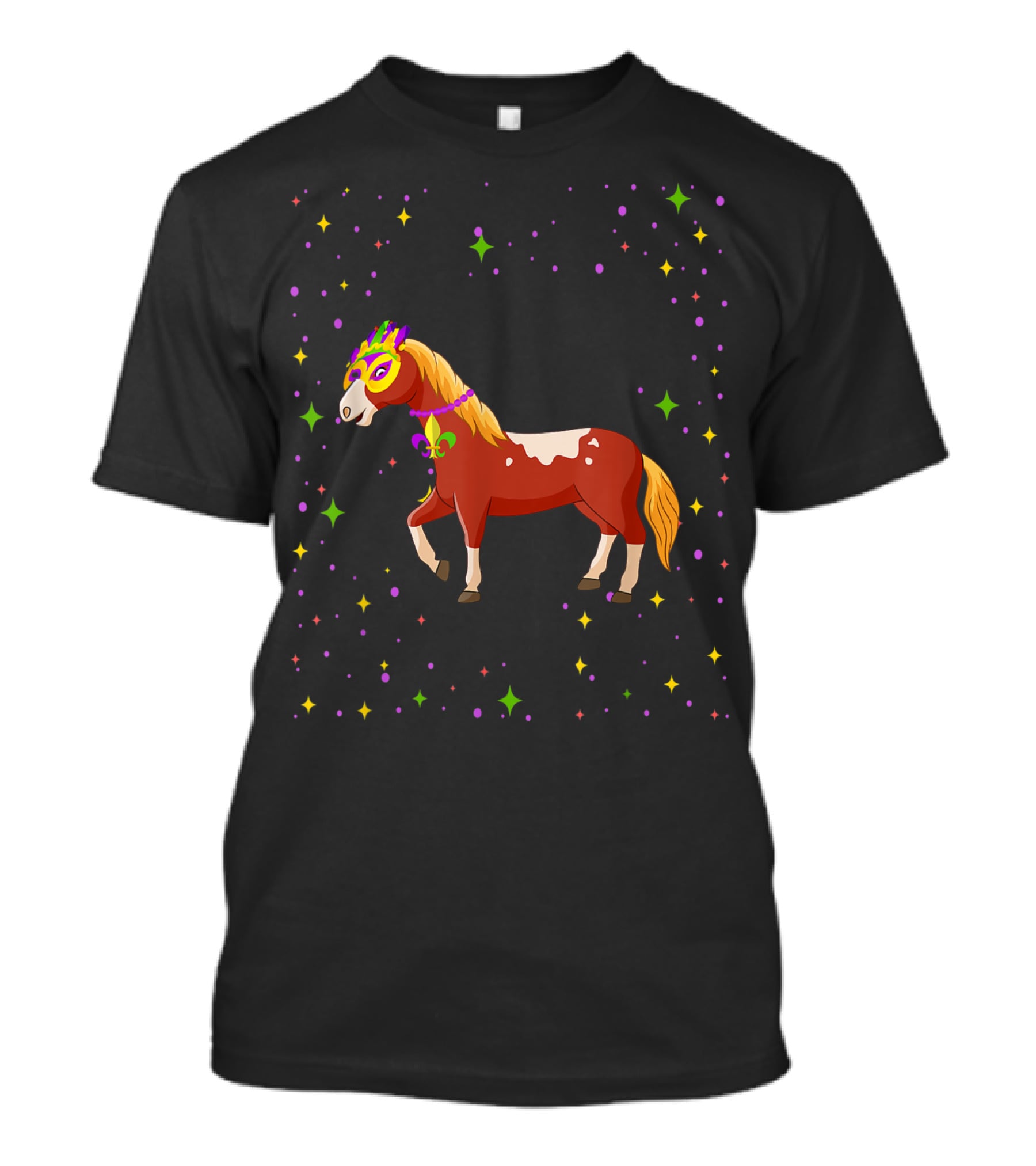 Mardi Gras Horse Wearing Mask and Beads wit...T-Shirt 