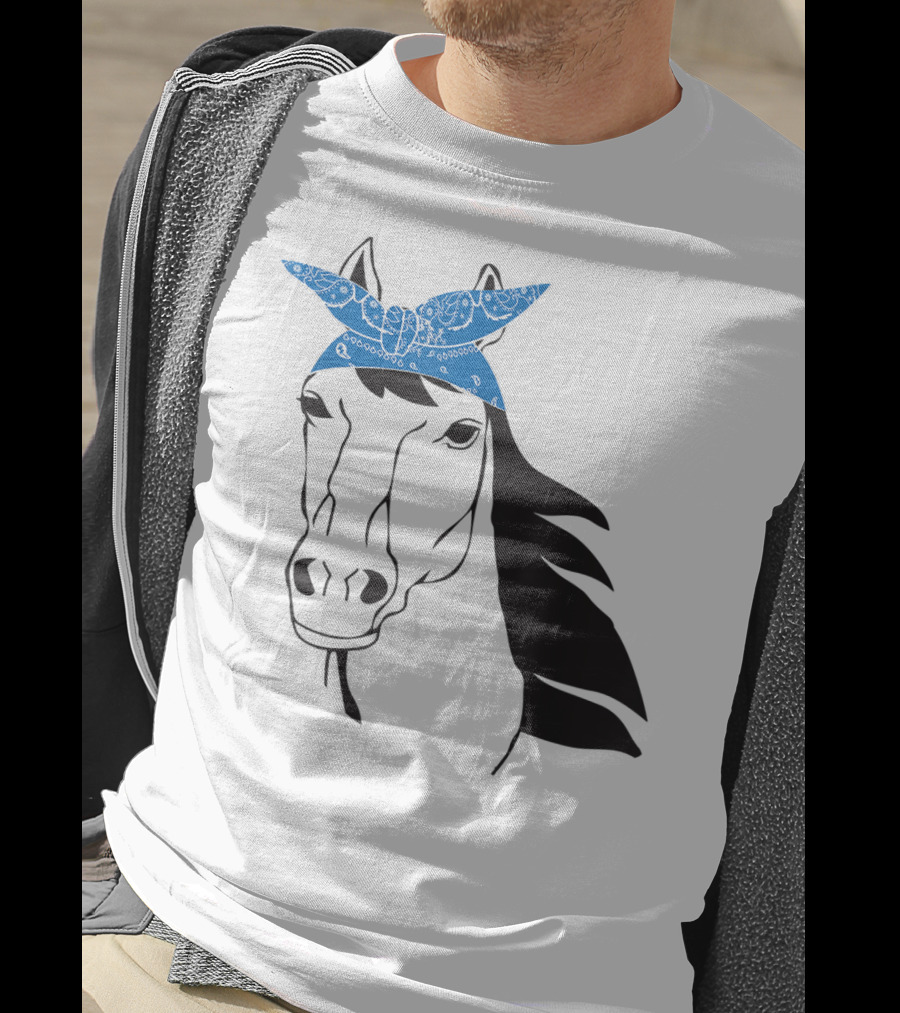 Cowgirl Horse Mom Farm Country Girl With Blue Bandana T-Shirt