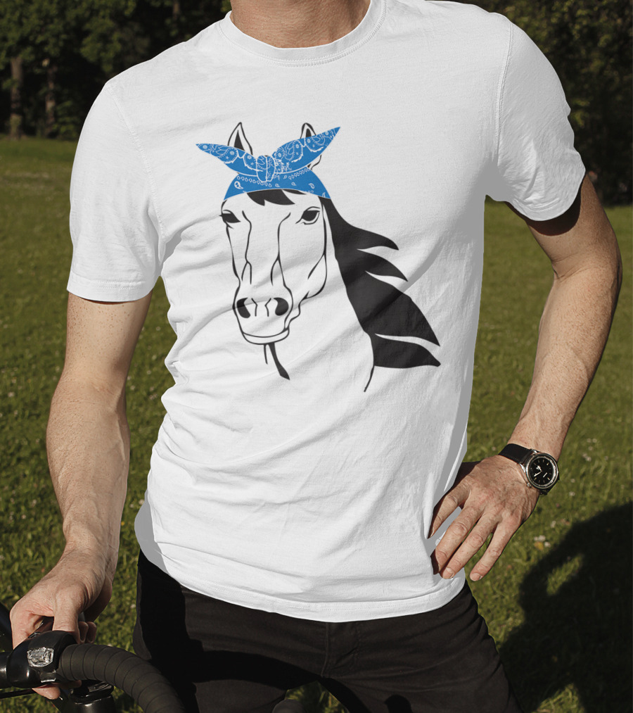 Cowgirl Horse Mom Farm Country Girl With Blue Bandana T-Shirt