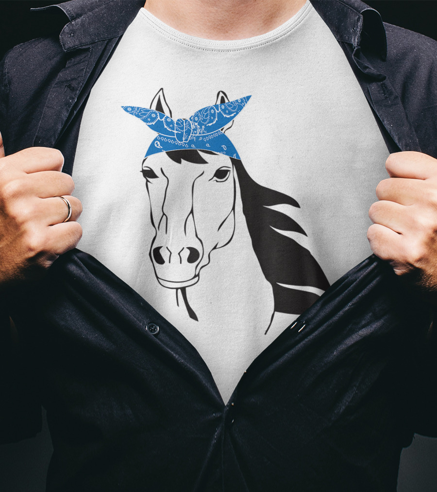 Cowgirl Horse Mom Farm Country Girl With Blue Bandana T-Shirt