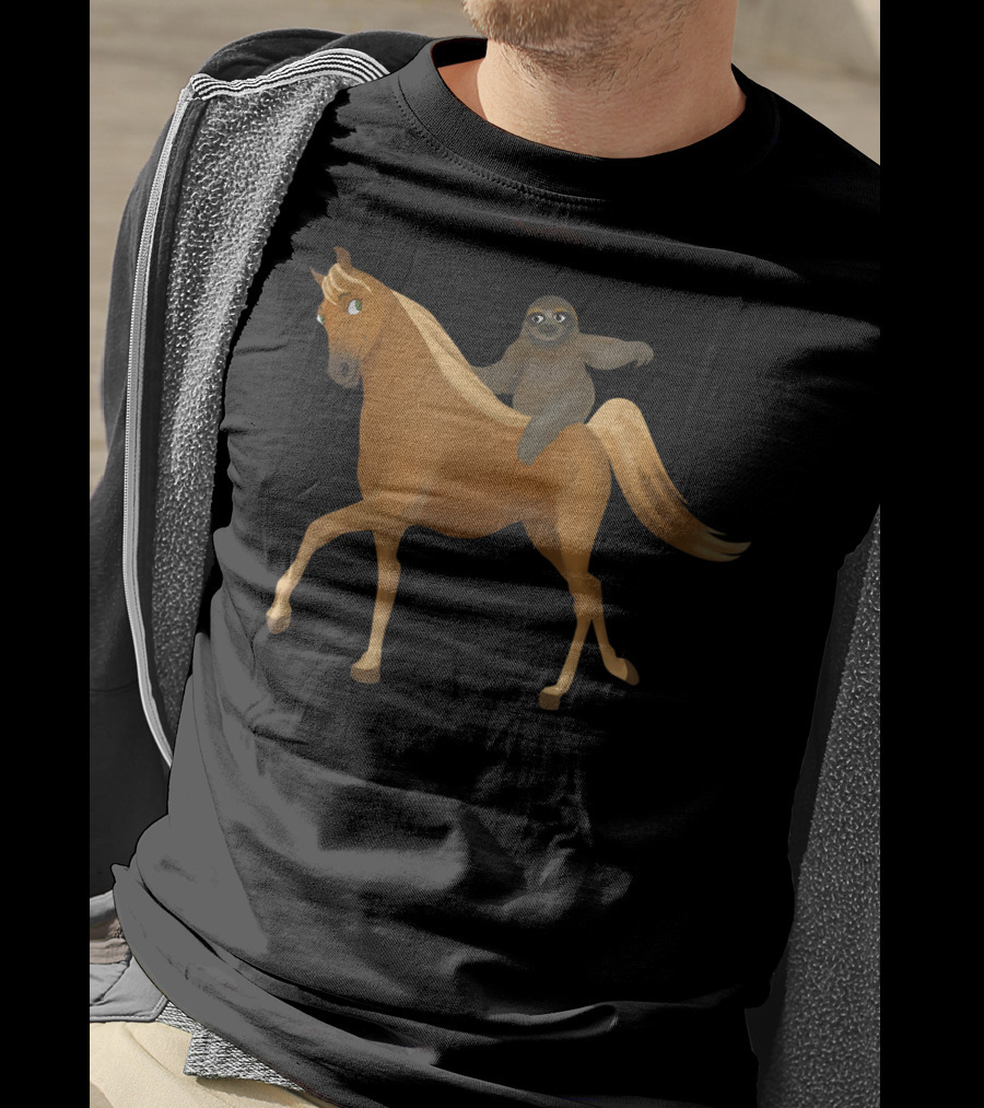 Funny Sloth Riding Horse Pony T-Shirt