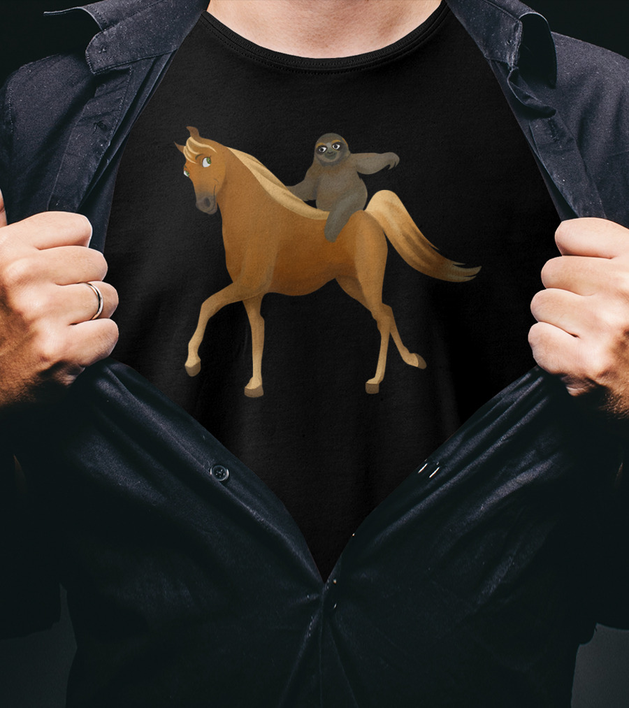 Funny Sloth Riding Horse Pony T-Shirt
