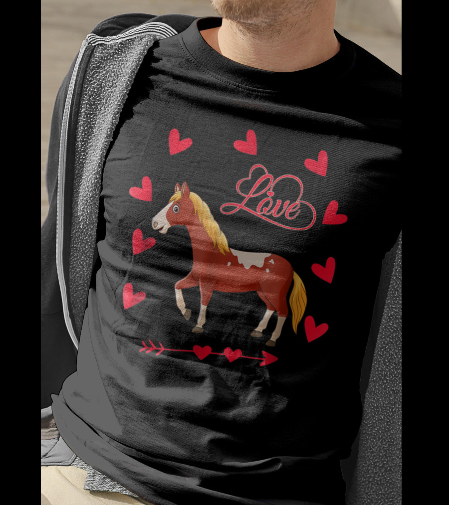 Love Heart Arrow Funny Horse Valentine's T-Shirt