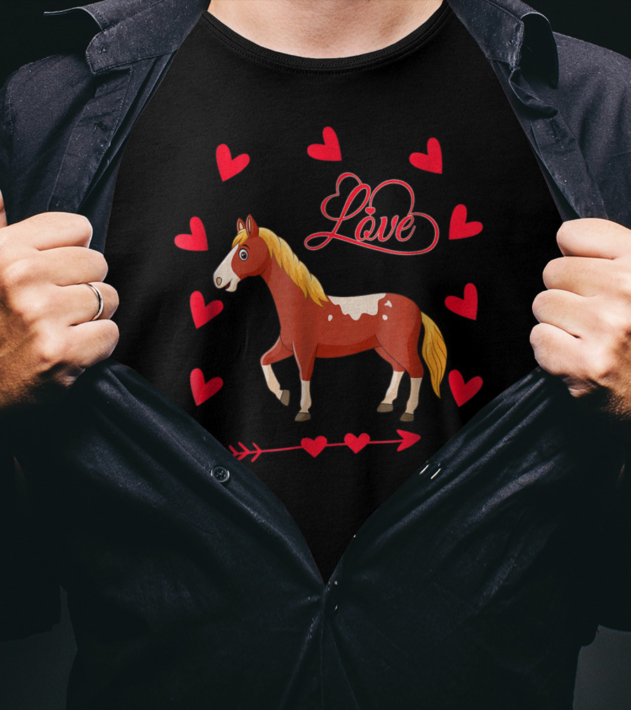 Love Heart Arrow Funny Horse Valentine's T-Shirt
