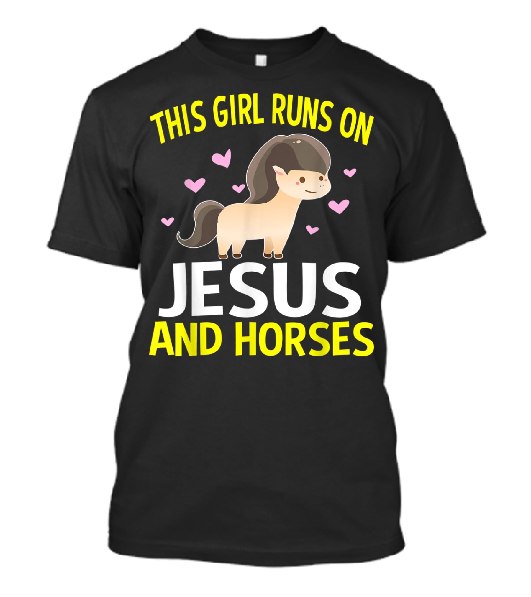 This Girl Runs On Jesus And Horses Hearts Cute Horse T-Shirt